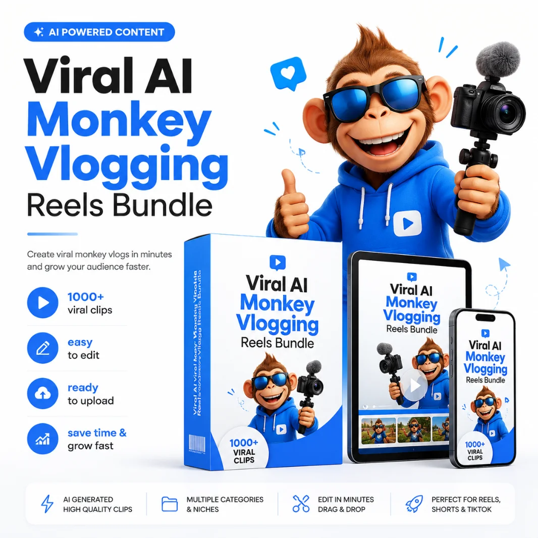 Viral Ai Monkey Vlogging Reels Bundle